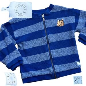 Sproet + Sprout Striped Squirrel Zip-up Sweater Jacket Kids Sz 5Y